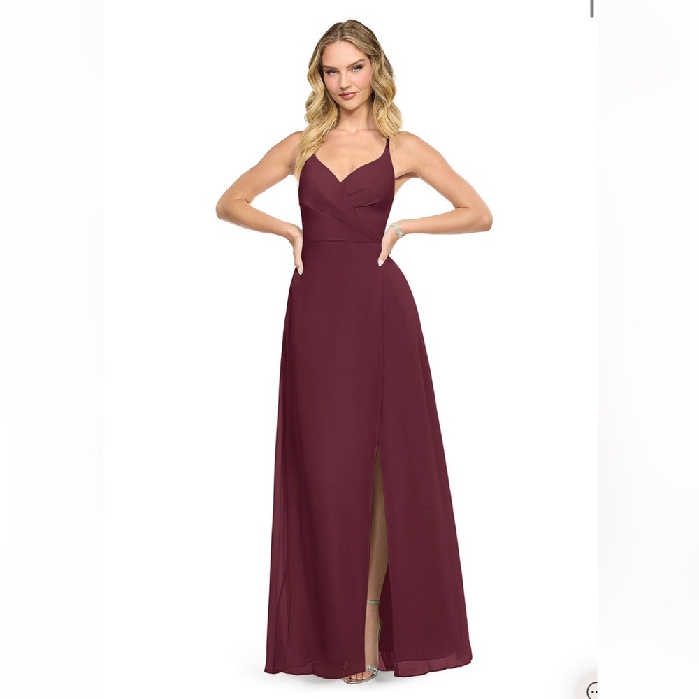 Azazie Davis Dress in Burgundy — Size A12 — Wedding, Bridesmaid, Formal